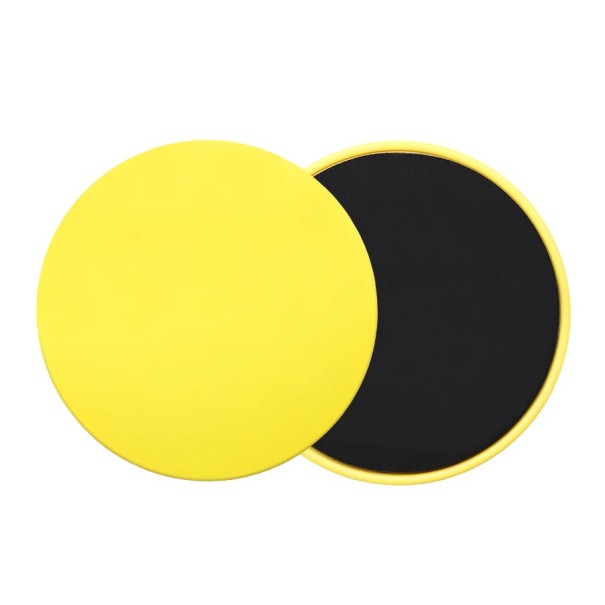 Set of 2 Sliding Discs for Exercise Core Strengthening Pads for Abdominal Muscles and Full Body Colourful Gliders for Fitness and Yoga yellow