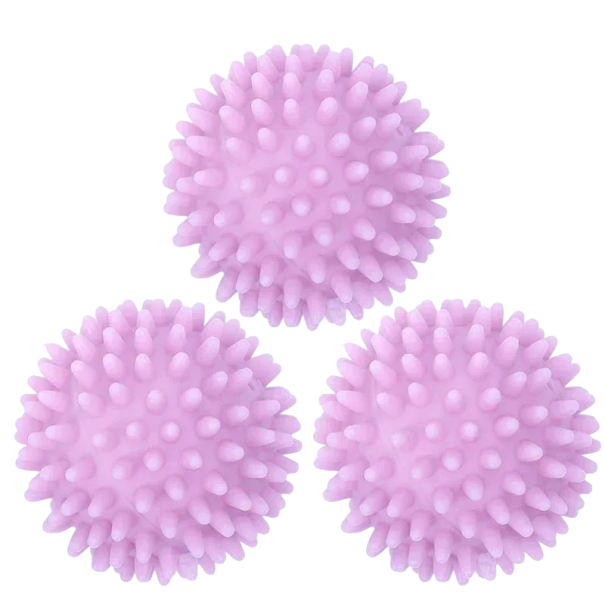 Set of 3 Dryer Balls 6 cm Reusable Massage Balls with Spikes for Easier Drying Eco-Friendly Energy Saving purple
