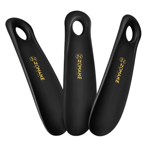 Set of 3 Plastic Shoe Horns 16.5 cm Black Shoe Horn for Putting on Footwear Compact Shoe Horn Aid for Putting on Shoes Without Bending 1