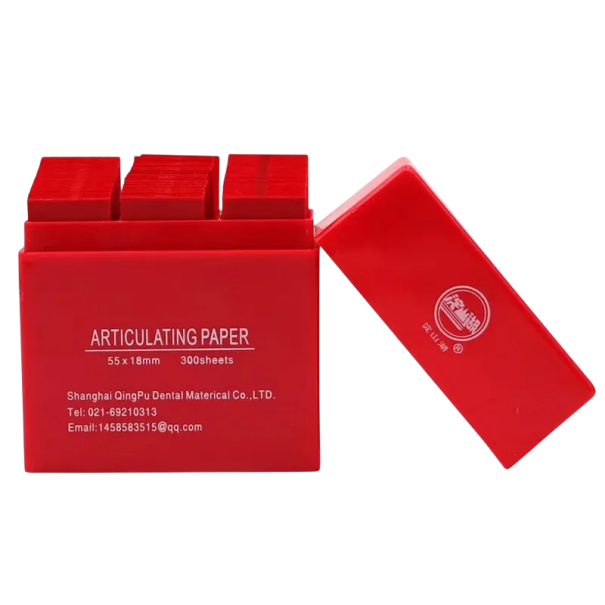 Set of 300 Double-Sided Articulating Bite Strips for Teeth 1.8 x 5.5 cm Thin 0.1 mm for Bite Control Dental Use red