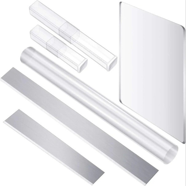 Set of 4 Acrylic Rollers and Carbon Steel Cutters with Plastic Board for Shaping Polymer Clay, Modelling and Sculpting 1