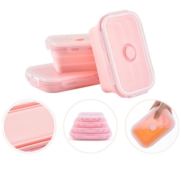 Set of 4 Folding Lunch Boxes pink