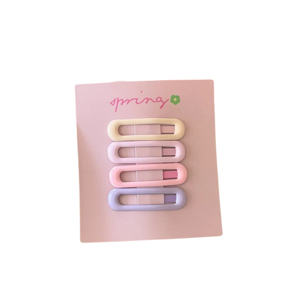 Set of 4 Mini Hair Clips Colourful Geometric Shapes Metal Alloy Cute Clips Stylish Hair Accessories 5