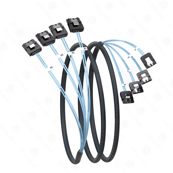 Set of 4 SATA 7 Pin Data Cables 6 Gb/s 1 m for Hard Drives and SSDs Fast Data Transfer Computer Accessories 1