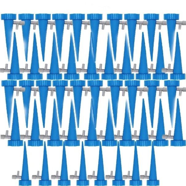 Set of 48 Self-Watering Spikes for PET Bottles with Flow Control Valve Colourful Plastic Watering Device for Plants Ideal for Home and Garden blue