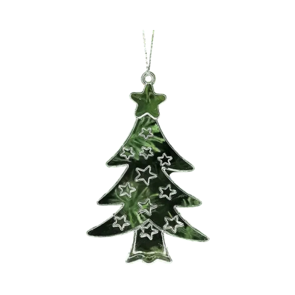 Set of 5 Christmas Decorations Tree with Stars 9.5 × 6.1 cm Transparent Plastic Baubles 1