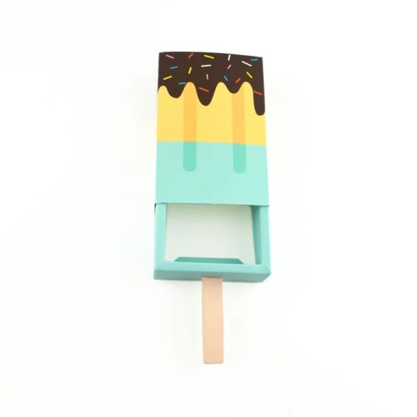 Set of 5 Gift Boxes in the Shape of an Ice Lolly Paper Boxes with a Sliding Drawer for Packing Small Items and Gifts brown
