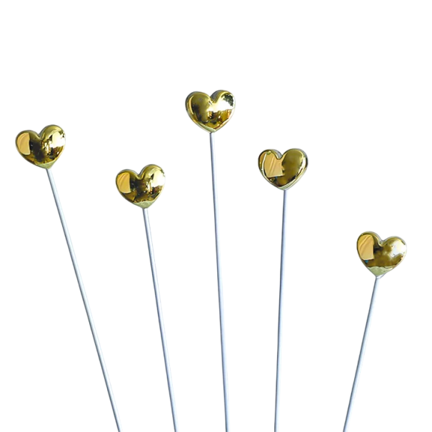 Set of 5 Gold Heart-Shaped Cake Decorations Cake and Pastry Decoration for Birthday, Wedding and Party Celebrations 1