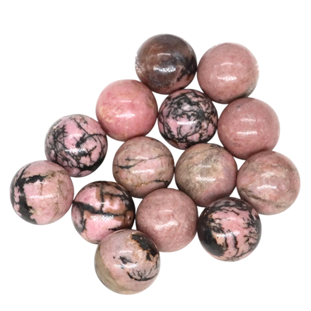 Set of 5 Natural Beads Made of Pink-Black Rhodonite 16 mm Beads for Jewellery Making Mineral Stones for Bracelets Decoration 1