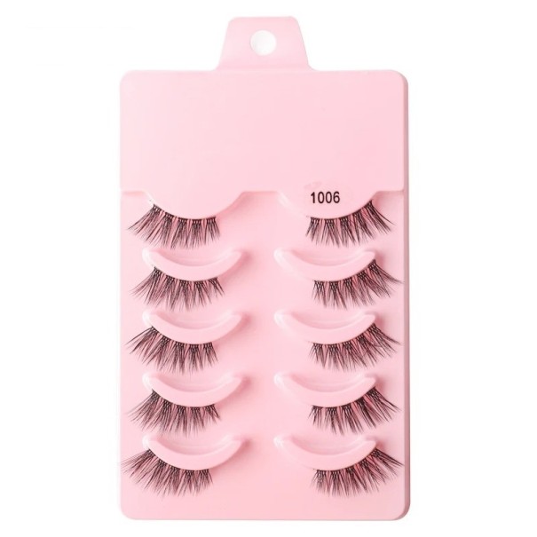Set of 5 Pairs of Artificial Lashes Half Artificial Lashes Eyelash Extension Set Naturally Looking Adhesive Lashes 6