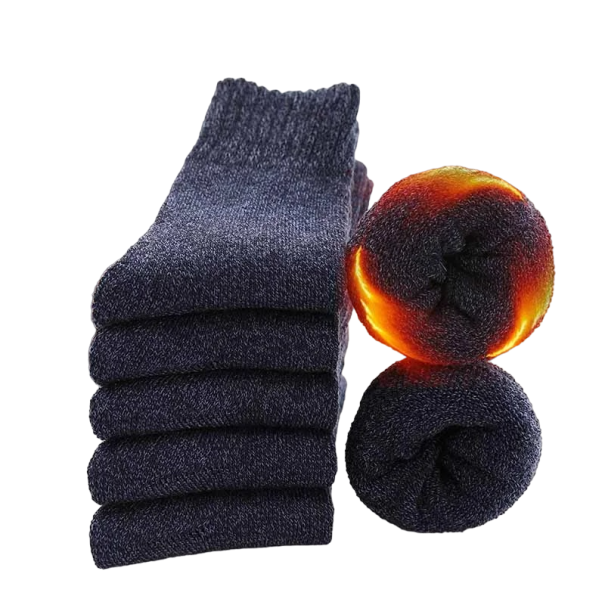 Set of 5 Pairs of Winter Socks for Men and Women Woollen Warm Socks Unisex Ski Socks Size 38-45 blue