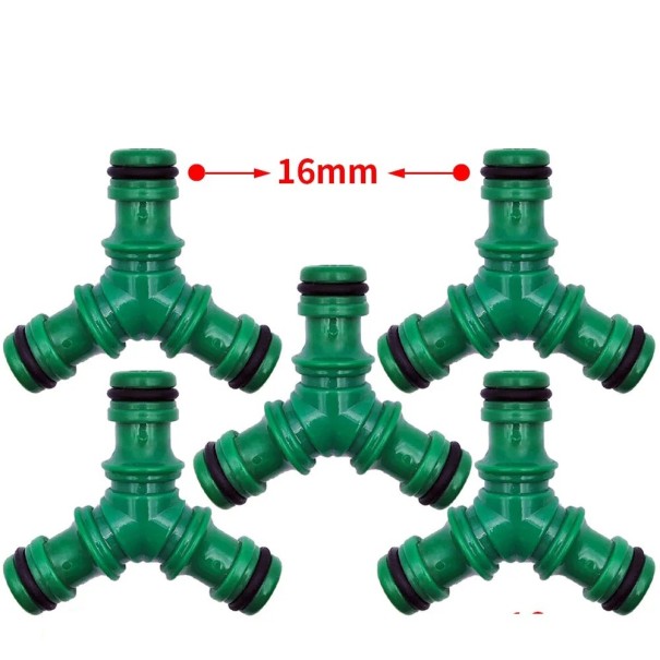 Set of 5 Pieces of 1/2 Inch Y Three-Way Connectors for Quick Connect Garden Hose Green Splitters for Irrigation 1