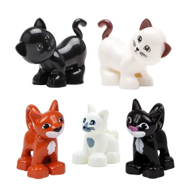 Set of 5 Plastic Building Cats for Children Animal Figures Educational Construction Toy 1