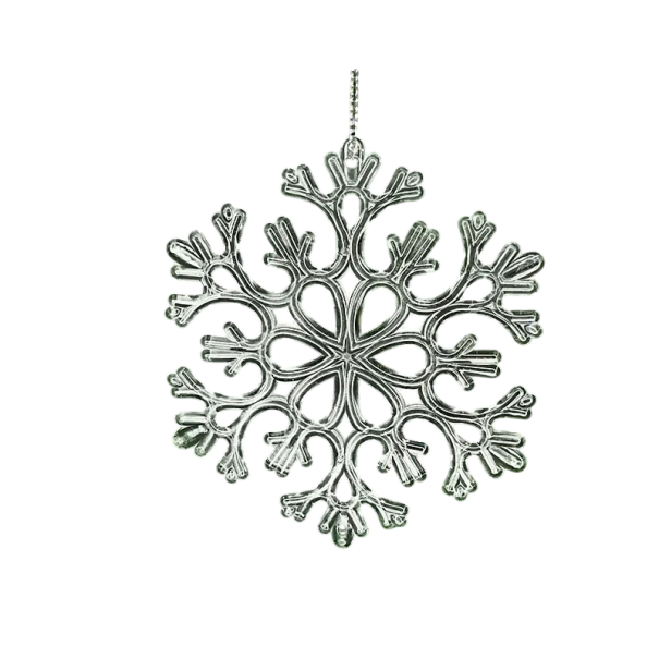 Set of 5 Plastic Transparent Christmas Tree Decorations in the Shape of a Snowflake 11.3 cm 1