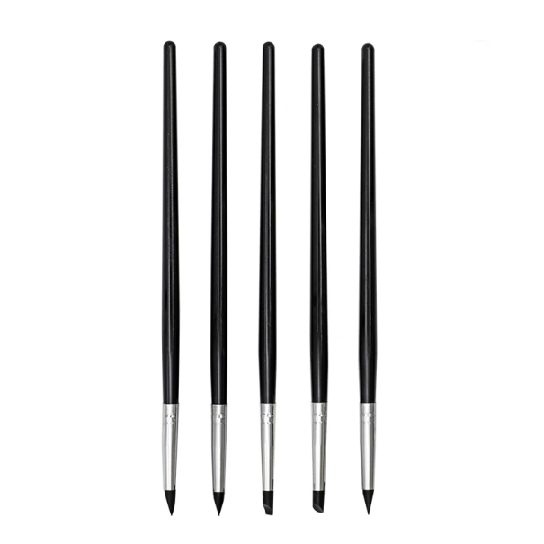 Set of 5 Silicone Modelling Pens 20 cm for Modelling and Shaping Dental Resin Tools for Dental Laboratories and Prosthetics black