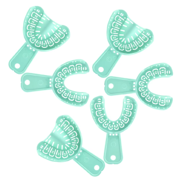 Set of 6 Plastic Dental Impression Trays 7.6 x 11 cm Dental Impression Tools for Dentistry and Orthodontics 3 Pairs of Upper and Lower Jaws 1