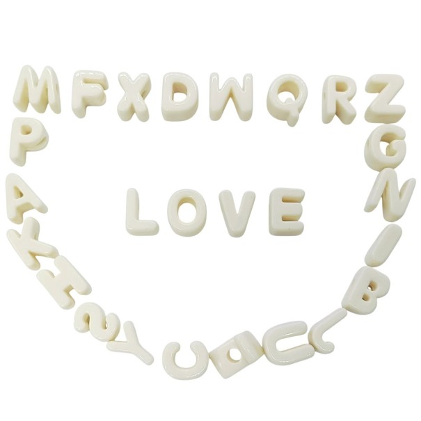 Set of Acrylic Beads 20 mm Letters A–Z with 6mm Hole 26 pcs Large Beads for Jewellery Making Bracelets Necklaces Decorative Crafting white