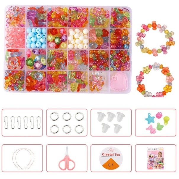 Set of Acrylic Beads 500 pcs Various Shapes and Sizes Colourful Beads with Accessories for Making Children's Bracelets and Necklaces 1