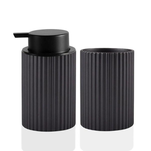 Set of Black Foam Soap Dispenser and Toothbrush Holders or Other Bathroom Accessories Bathroom Equipment black