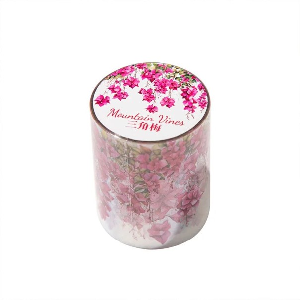 Set of Decorative Transparent Self-Adhesive Tape 5 cm x 200 cm with Pink Flower Design for Decorating and Creative Decoration 1
