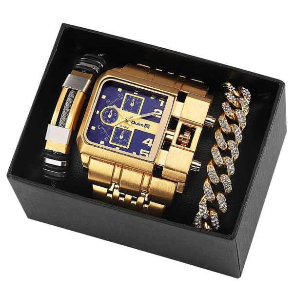 Set of Men's Watches with Bracelets 3 pcs dark blue