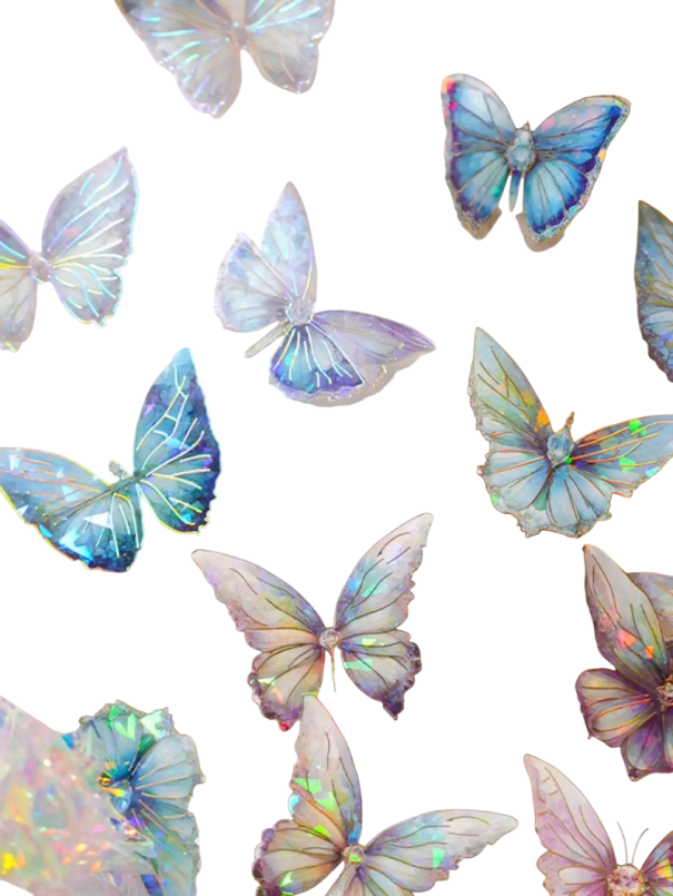 Set of Rainbow 3D Stickers 5 - 7 cm 20 pcs PVC Three-Dimensional Butterfly Stickers Holographic Wall Decoration 1