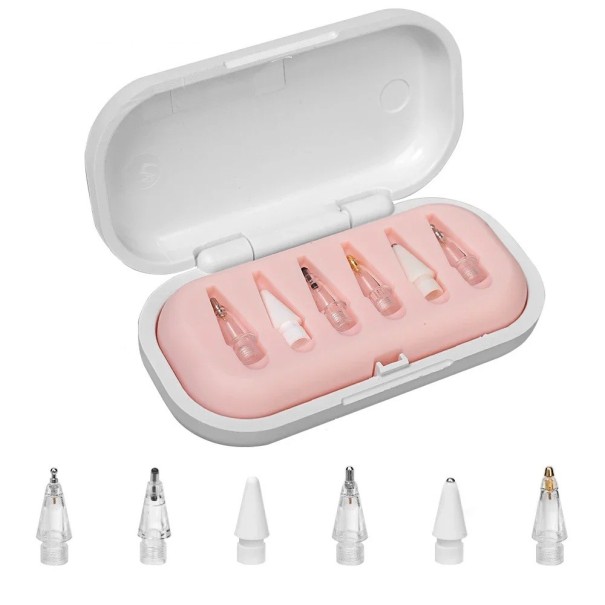 Set of Replacement Tips for Touch Pens Contains 6 Different Types for Universal Use – from Precise Writing to Sensitive Drawing. Compatible with Most Modern Stylus Pens. 1