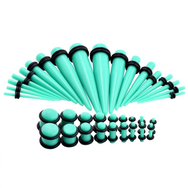 Set of Straight Expanders and Plugs - 36 pcs turquoise