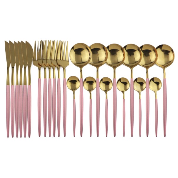 Set of Two-Colour Cutlery 24 pcs pink 1