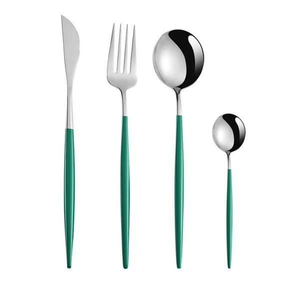 Set of Two-Coloured Cutlery 4 pcs green 2