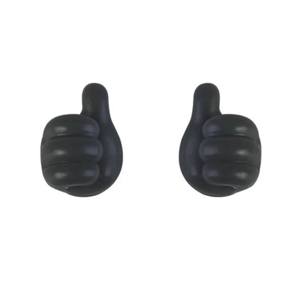 Set of Two Self-Adhesive Holders for Cables, Glasses and Small Items for Car and Home in the Shape of a Hand with a Thumbs Up Made of Rubber black