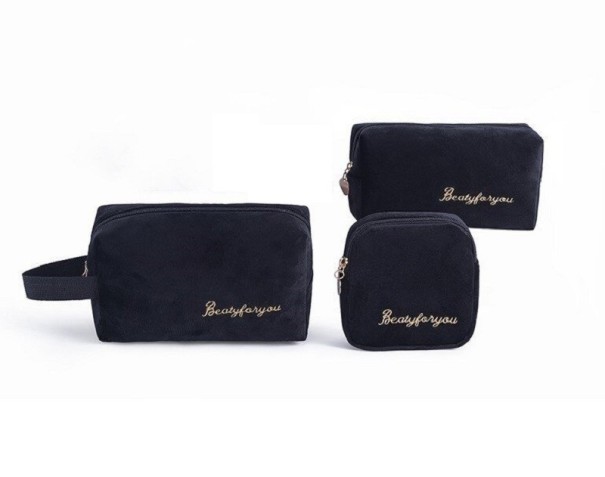 Set of Women's Cosmetic Bags 3 pcs T591 black