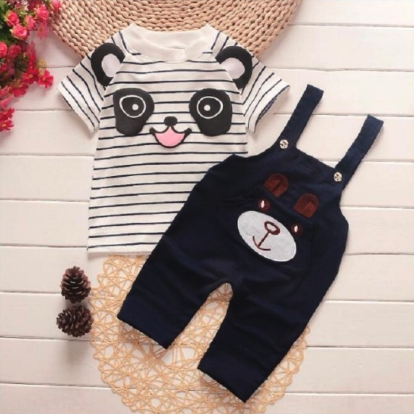 Set pentru copii - Hanorac cu panda și pantaloni - Albastru 9-12 luni