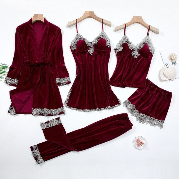 Set pijamale dama P2997 burgundy M