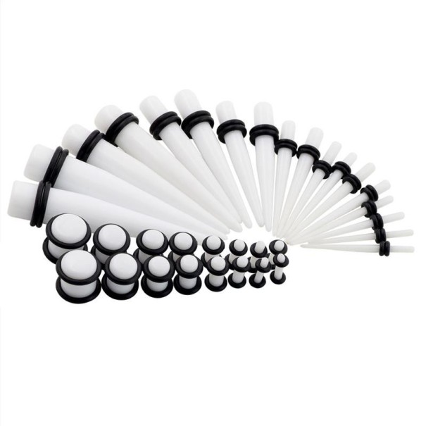 Set rechte expanders en pluggen - 36 stuks wit