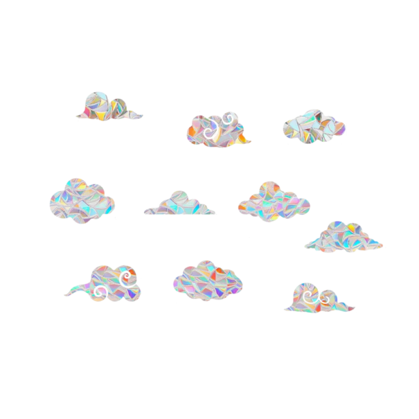 Set Regenbogen-Aufkleber 29 x 22 cm PVC dekorative Aufkleber mit Wolkenmotiv holografischer Effekt Aufkleber für Fenster und Glas 1
