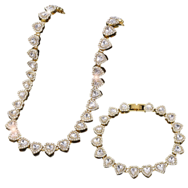 Set scintillante collana 45 cm e bracciale 20 cm Gioielli da donna brillanti in lega di zinco Regalo lucido e splendente per donne oro