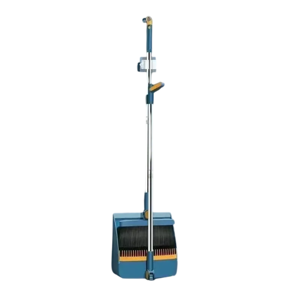 Set scopa e paletta con denti per pettinare le setole Set di pulizia in plastica pieghevole Aiutante domestico Risparmio di spazio Pulizia blu
