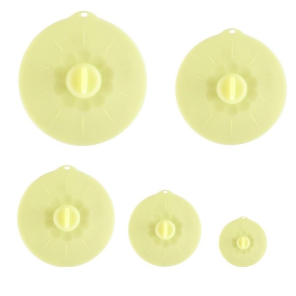 Set siliconen deksels 5 stuks lichtgroen