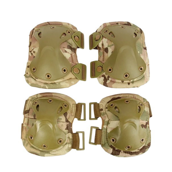 Set taktischer Knie- und Ellenbogenschützer 140x195x85 mm und 170x130x70 mm EVA-Schaum mit hoher Dichte Militärische Airsoft-Sportausrüstung tarnfarbe