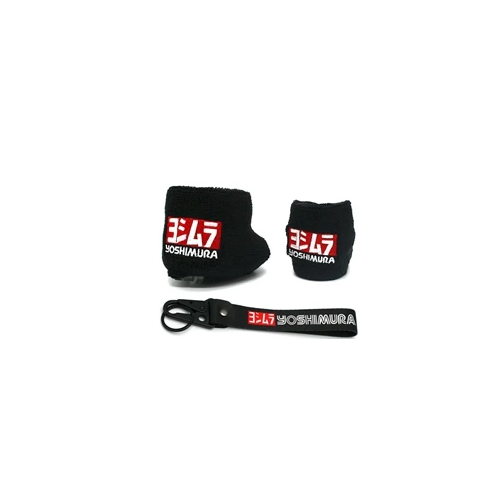 Set universal de 3 bucăți pentru rezervorul de lichid de frână și breloc Yoshimura din bumbac frotir negru, protecție și accesoriu stilat 1