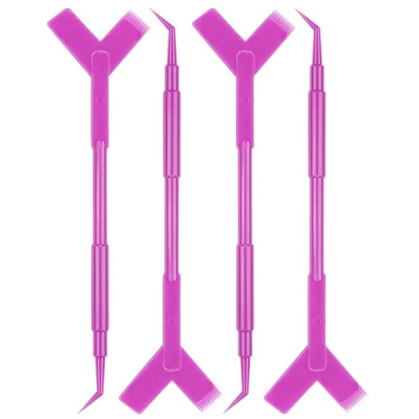 Set van 10 stuks plastic applicators voor wimpers 11,5 x 3 cm Y-vorm Herbruikbare stokjes Kam voor het liften van wimpers Make-up tool paars