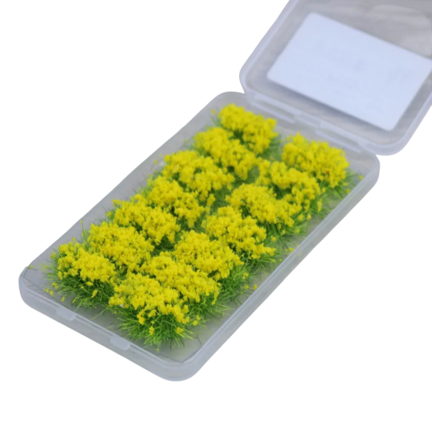 Set van 14 stuks bloemenbossen gras Miniatuur kleurrijke struiken Decoratie voor diorama en model landschap geel
