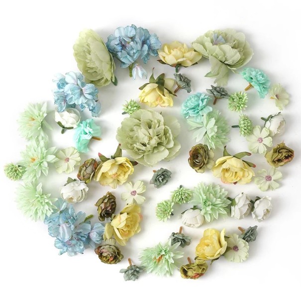 Set van 17 stuks kunstbloemen 4 cm Decoratieve bloemen om te gooien tijdens de bruiloft Bloemblaadjes voor decoratie en creatie groen