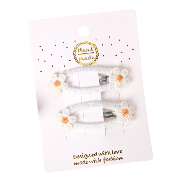 Set van 2 kinderhaarspelden met bloemen Leuke haaraccessoires Decoratieve clips Bloemenmotief Meisjeskapsels Stijlvolle look Comfortabel om te dragen wit
