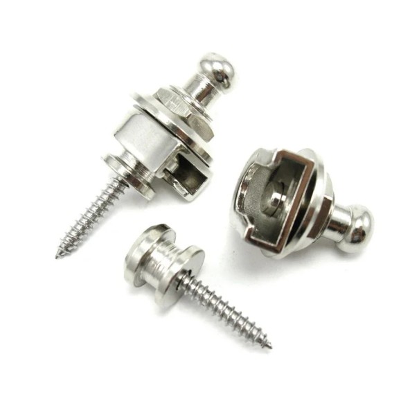 Set van 2 metalen gitaarriemsloten Veilige bevestiging van de riem Universele metalen gesp voor elektrische en akoestische gitaren zilver