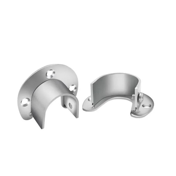 Set van 2 stuks Kleerhangersteun 33 x 33 x 20 mm Roestvrijstalen flenssteun voor ronde stangen van 32 mm Bevestiging in kast 1