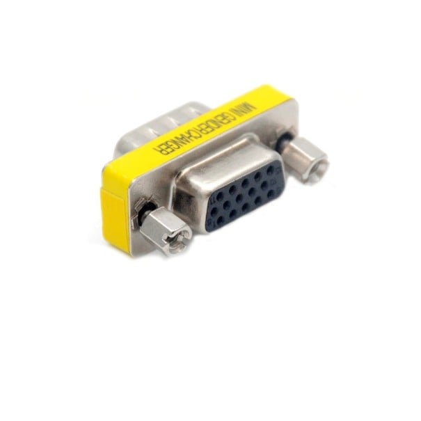 Set van 2 VGA 15-pins verlengadapter met stekker en aansluiting voor monitor en projector Verloopstuk mannelijke naar vrouwelijke Compact metalen 1