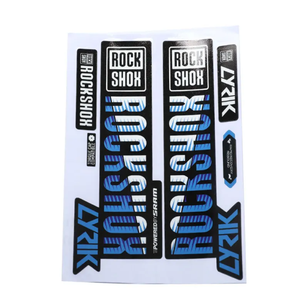 Set van 2 waterdichte stickers voor schokdempers op de voorvork van een mountainbike, beschermende stickers voor fietsaccessoires blauw