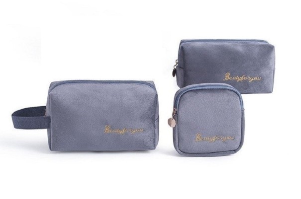 Set van 3 cosmetische tassen voor dames T591 grijs